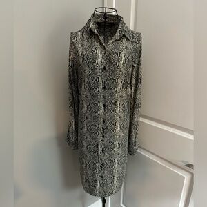 Norma Kamali Snakeskin Print Long Sleeve Button Down Shirt Dress Size Medium